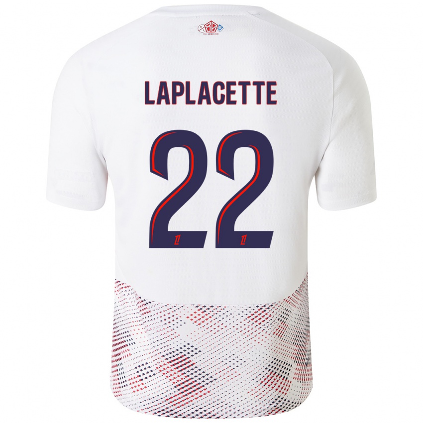 Mujer Camiseta Tess Laplacette #22 Blanco Azul Real 2ª Equipación 2024/25 La Camisa Chile