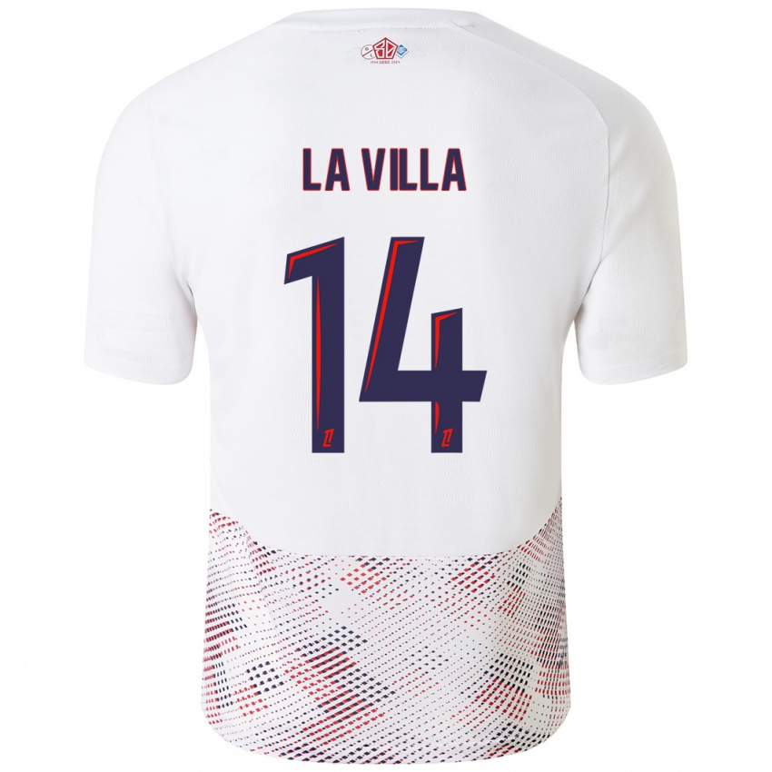 Mujer Camiseta Caroline La Villa #14 Blanco Azul Real 2ª Equipación 2024/25 La Camisa Chile