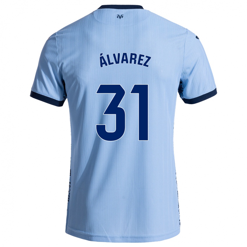 Mujer Camiseta Iker Álvarez #31 Azul Cielo 2ª Equipación 2024/25 La Camisa Chile