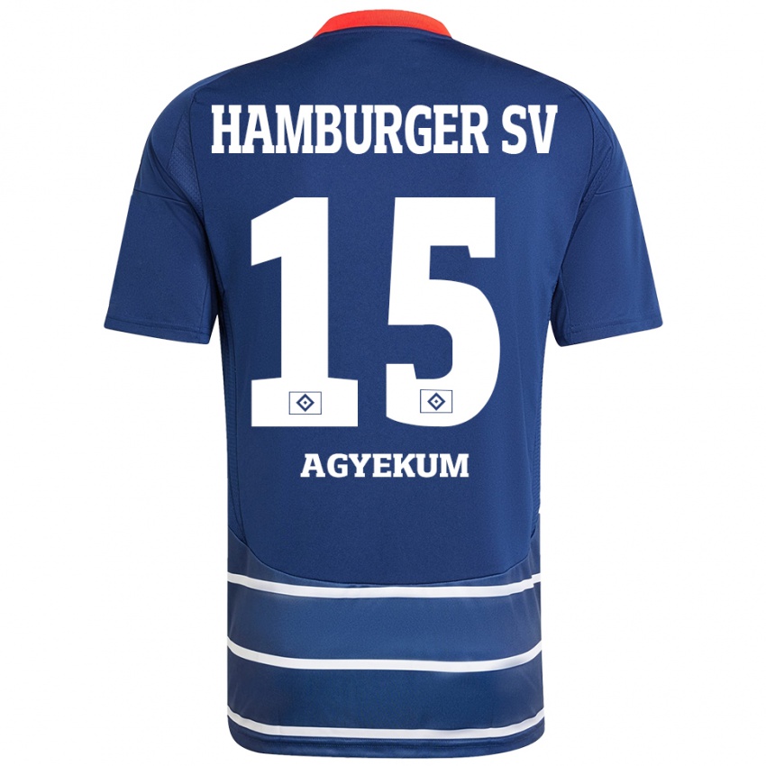 Mujer Camiseta Joel Agyekum #15 Azul Oscuro 2ª Equipación 2024/25 La Camisa Chile