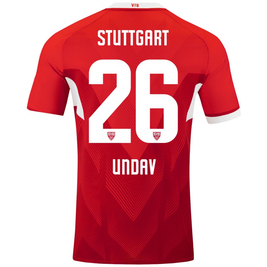 Mujer Camiseta Deniz Undav #26 Rojo Blanco 2ª Equipación 2024/25 La Camisa Chile