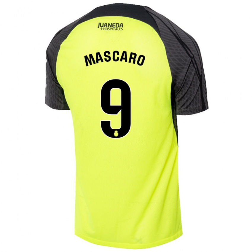 Mujer Camiseta Pau Mascaró #9 Verde Fluorescente Negro 2ª Equipación 2024/25 La Camisa Chile