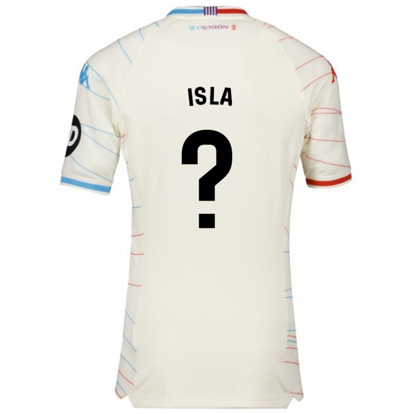 Mujer Camiseta Cristian Isla #0 Blanco Rojo Azul 2ª Equipación 2024/25 La Camisa Chile