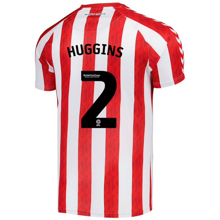 Niño Camiseta Niall Huggins #2 Rojo Blanco 1ª Equipación 2024/25 La Camisa Chile