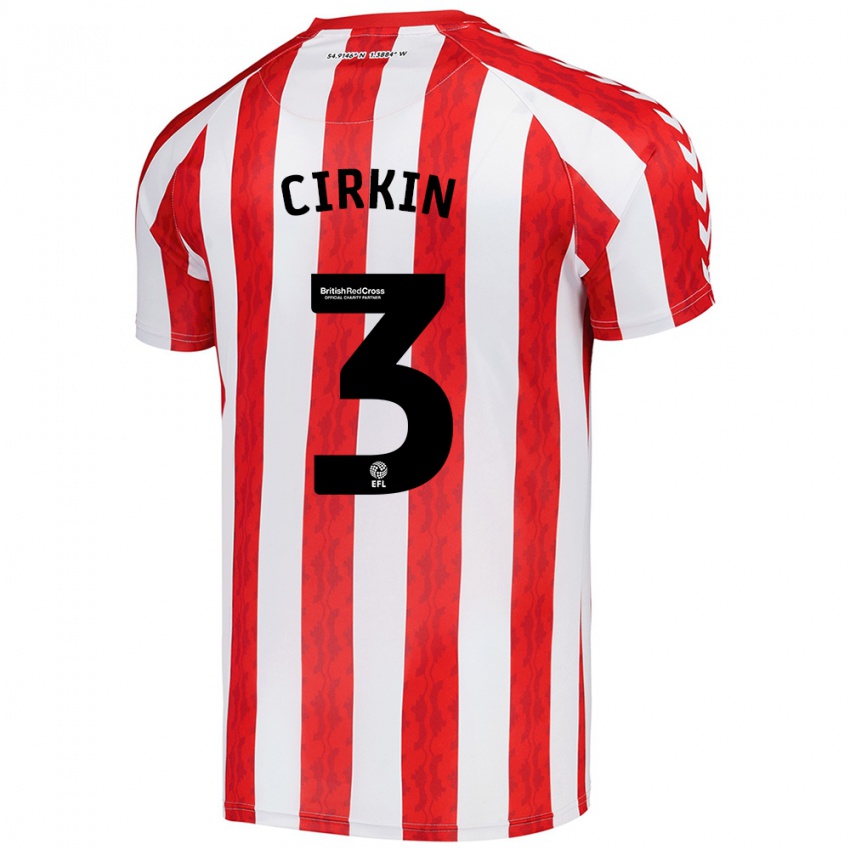 Niño Camiseta Dennis Cirkin #3 Rojo Blanco 1ª Equipación 2024/25 La Camisa Chile