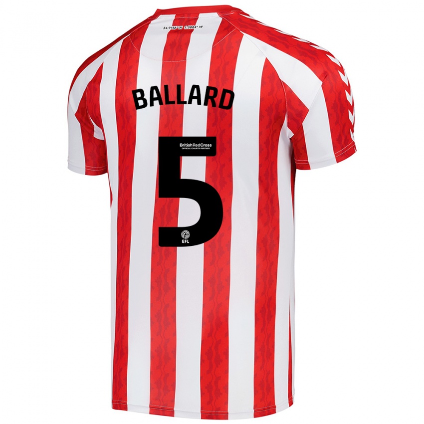 Niño Camiseta Daniel Ballard #5 Rojo Blanco 1ª Equipación 2024/25 La Camisa Chile