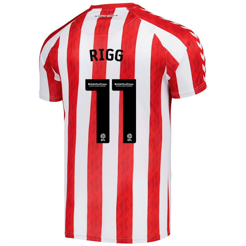 Niño Camiseta Chris Rigg #11 Rojo Blanco 1ª Equipación 2024/25 La Camisa Chile