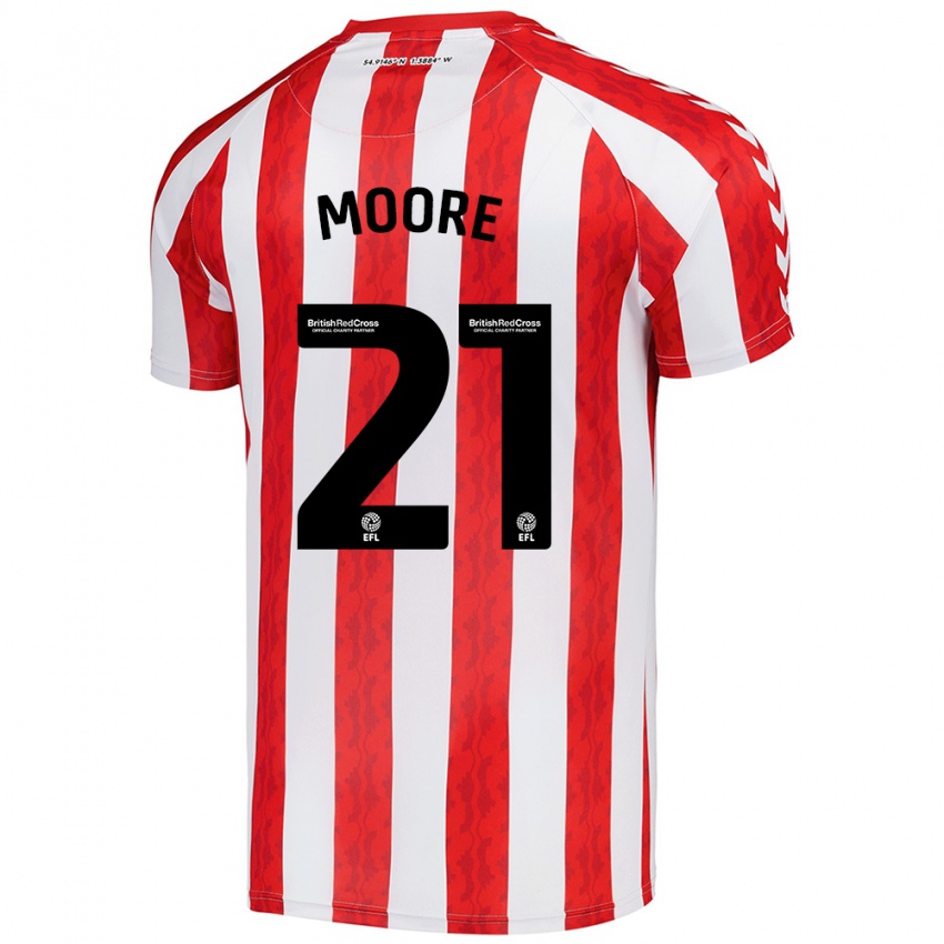 Niño Camiseta Simon Moore #21 Rojo Blanco 1ª Equipación 2024/25 La Camisa Chile