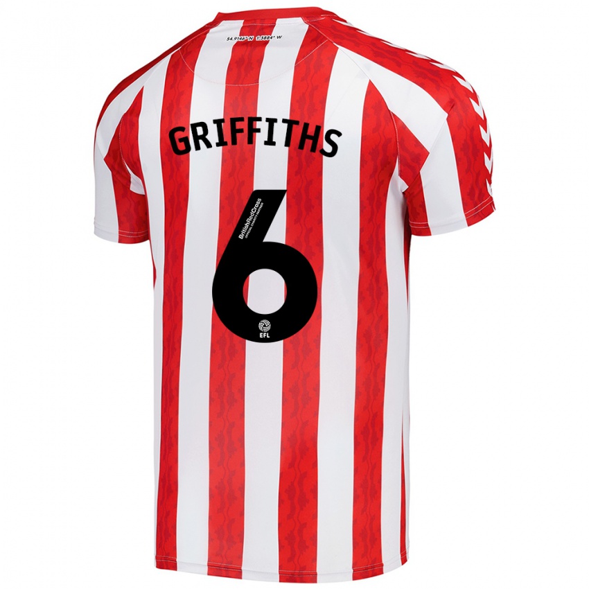 Niño Camiseta Louise Griffiths #6 Rojo Blanco 1ª Equipación 2024/25 La Camisa Chile