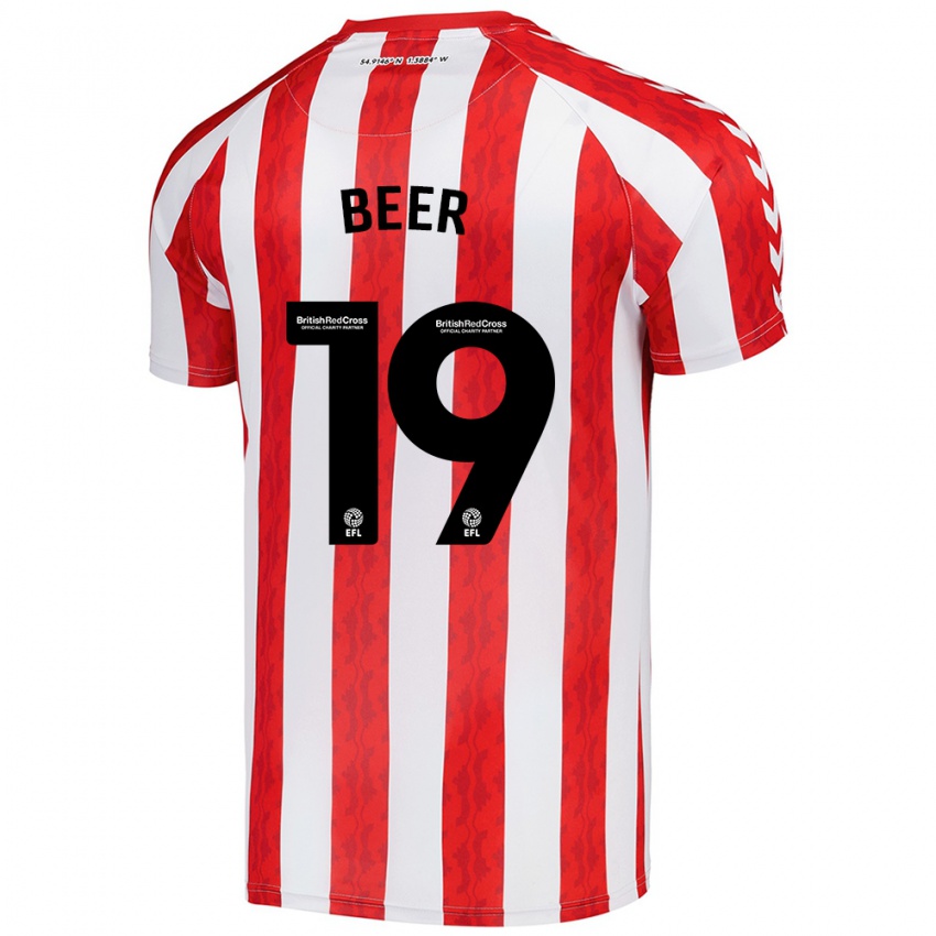 Niño Camiseta Megan Beer #19 Rojo Blanco 1ª Equipación 2024/25 La Camisa Chile