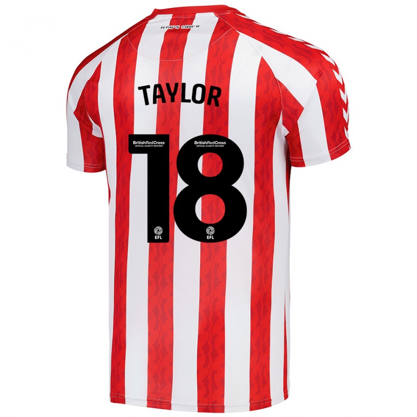 Niño Camiseta Ellis Taylor #18 Rojo Blanco 1ª Equipación 2024/25 La Camisa Chile