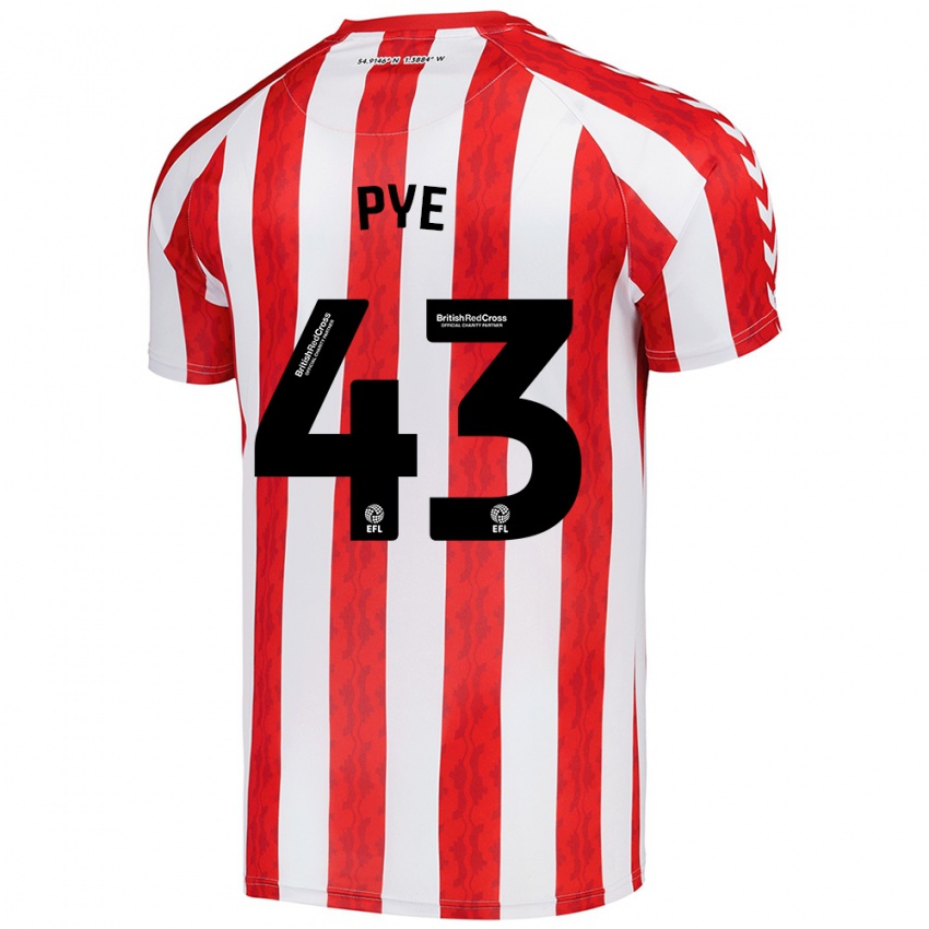 Niño Camiseta Connor Pye #43 Rojo Blanco 1ª Equipación 2024/25 La Camisa Chile