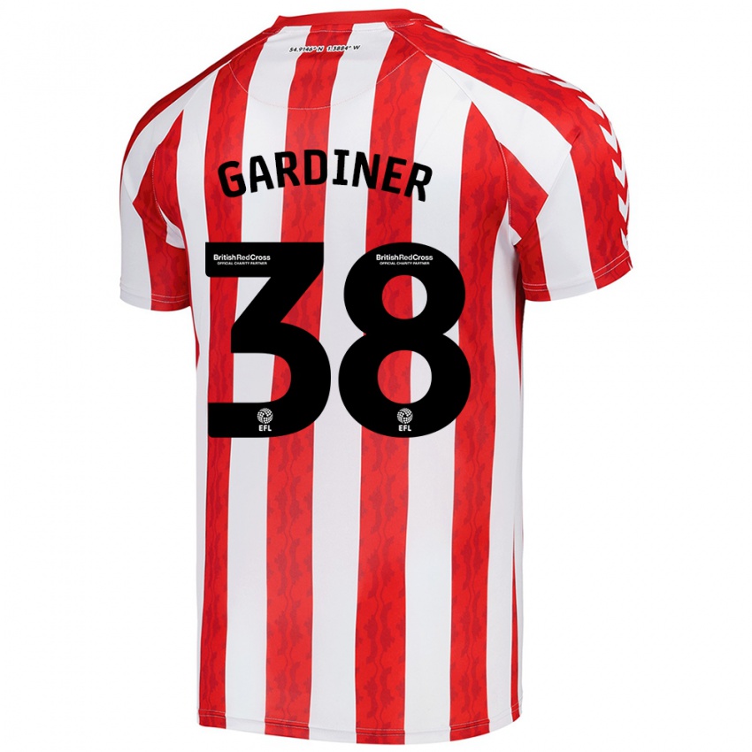 Niño Camiseta Harry Gardiner #38 Rojo Blanco 1ª Equipación 2024/25 La Camisa Chile