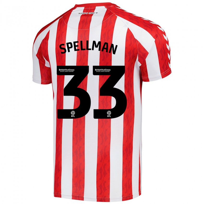 Niño Camiseta Michael Spellman #33 Rojo Blanco 1ª Equipación 2024/25 La Camisa Chile