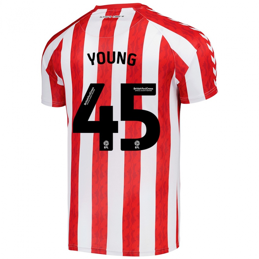 Niño Camiseta Matthew Young #45 Rojo Blanco 1ª Equipación 2024/25 La Camisa Chile