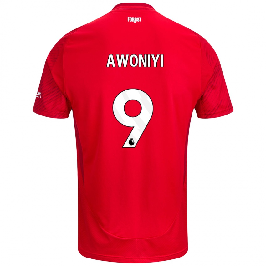 Niño Camiseta Taiwo Awoniyi #9 Rojo Blanco 1ª Equipación 2024/25 La Camisa Chile