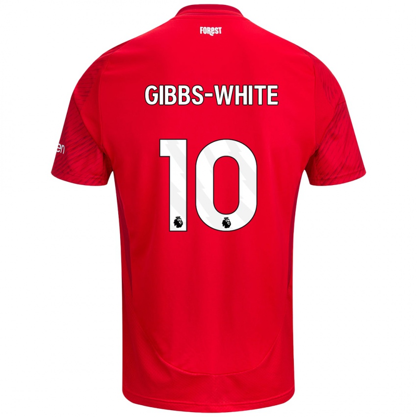 Niño Camiseta Morgan Gibbs-White #10 Rojo Blanco 1ª Equipación 2024/25 La Camisa Chile