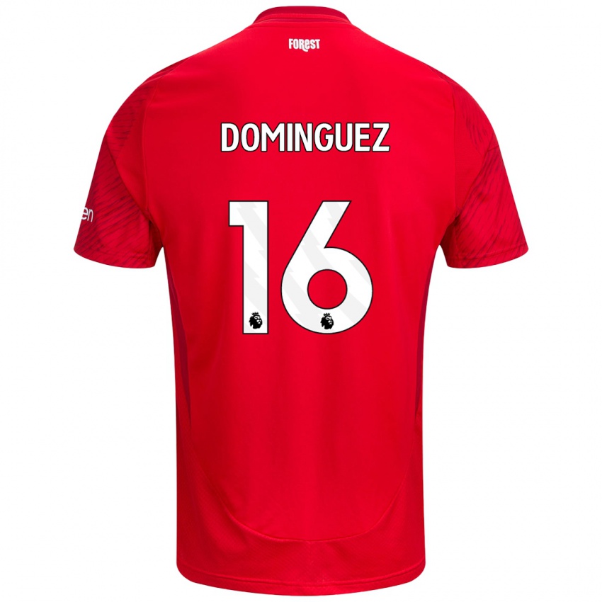 Niño Camiseta Nicolás Domínguez #16 Rojo Blanco 1ª Equipación 2024/25 La Camisa Chile