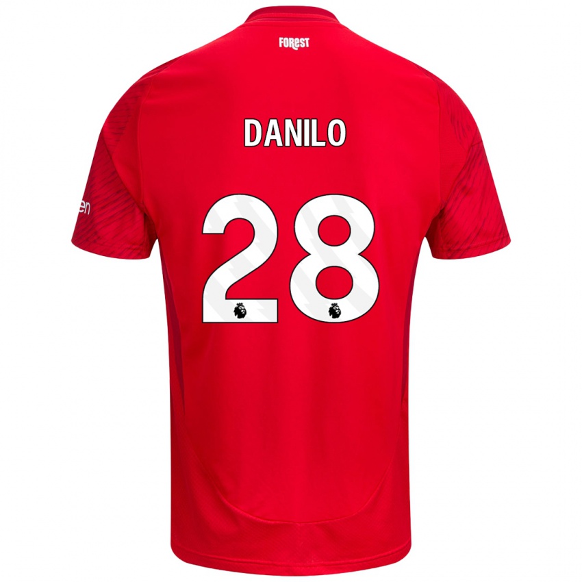 Niño Camiseta Danilo #28 Rojo Blanco 1ª Equipación 2024/25 La Camisa Chile