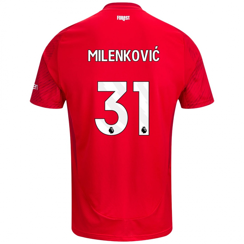 Niño Camiseta Nikola Milenković #31 Rojo Blanco 1ª Equipación 2024/25 La Camisa Chile