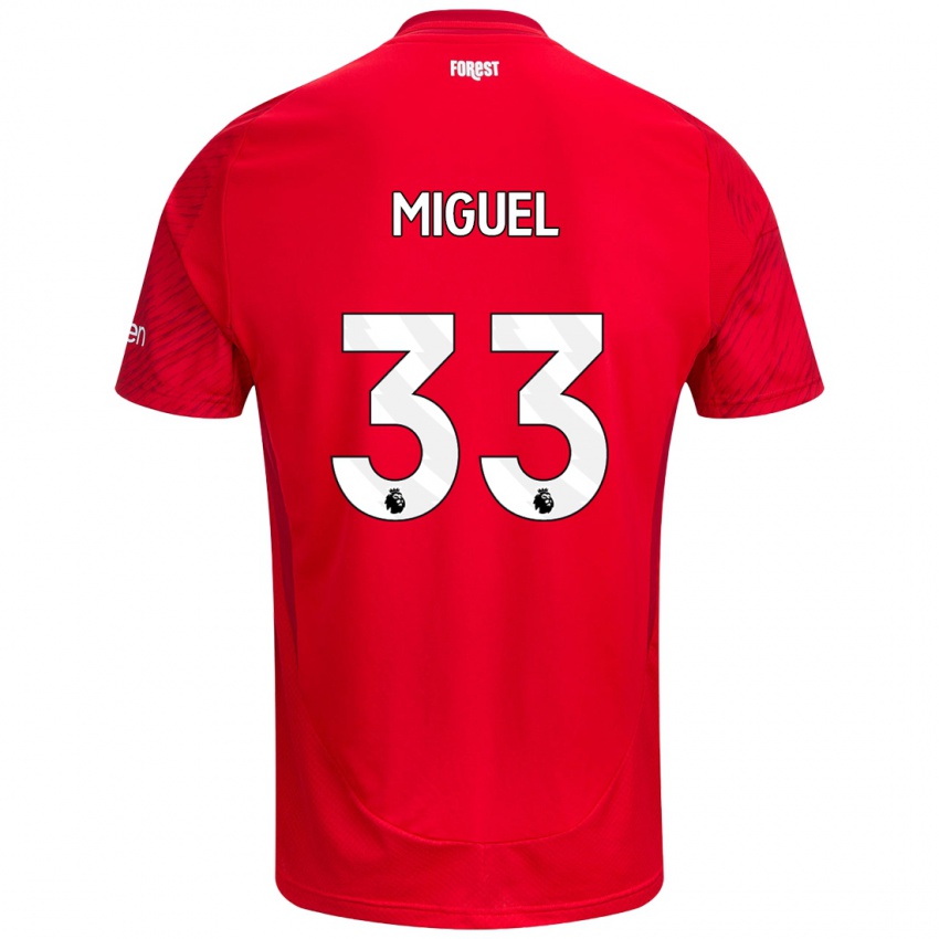 Niño Camiseta Carlos Miguel #33 Rojo Blanco 1ª Equipación 2024/25 La Camisa Chile