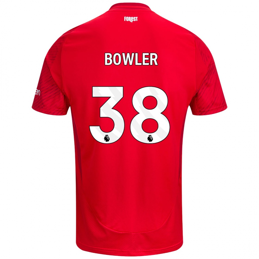 Niño Camiseta Josh Bowler #38 Rojo Blanco 1ª Equipación 2024/25 La Camisa Chile