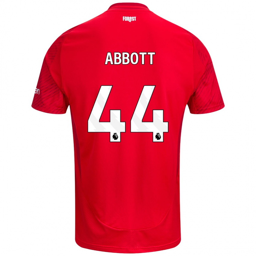 Niño Camiseta Zach Abbott #44 Rojo Blanco 1ª Equipación 2024/25 La Camisa Chile