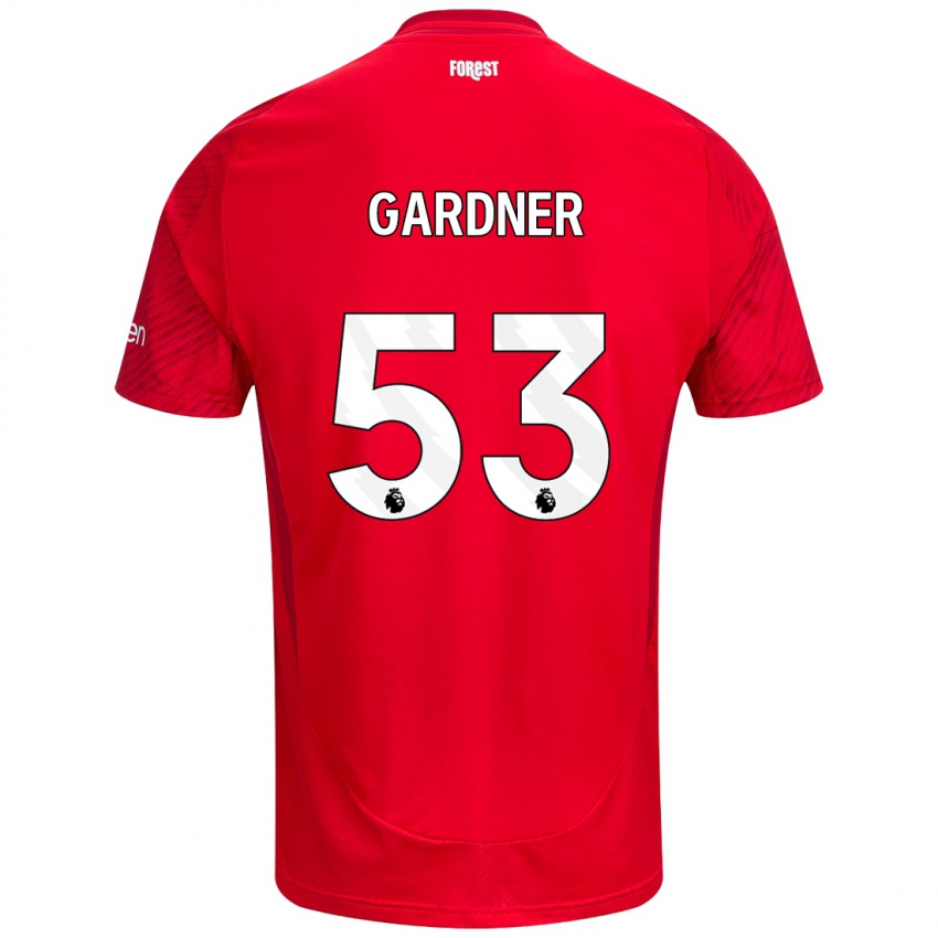 Niño Camiseta Joe Gardner #53 Rojo Blanco 1ª Equipación 2024/25 La Camisa Chile