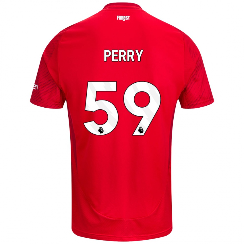 Niño Camiseta Ben Perry #59 Rojo Blanco 1ª Equipación 2024/25 La Camisa Chile