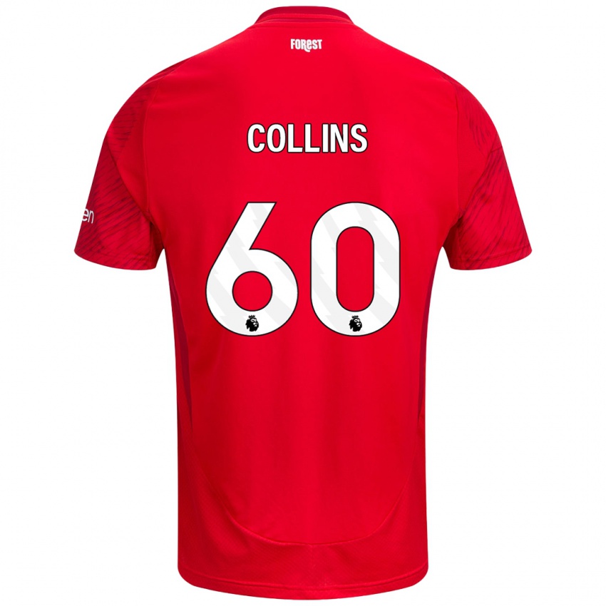 Niño Camiseta Sam Collins #60 Rojo Blanco 1ª Equipación 2024/25 La Camisa Chile