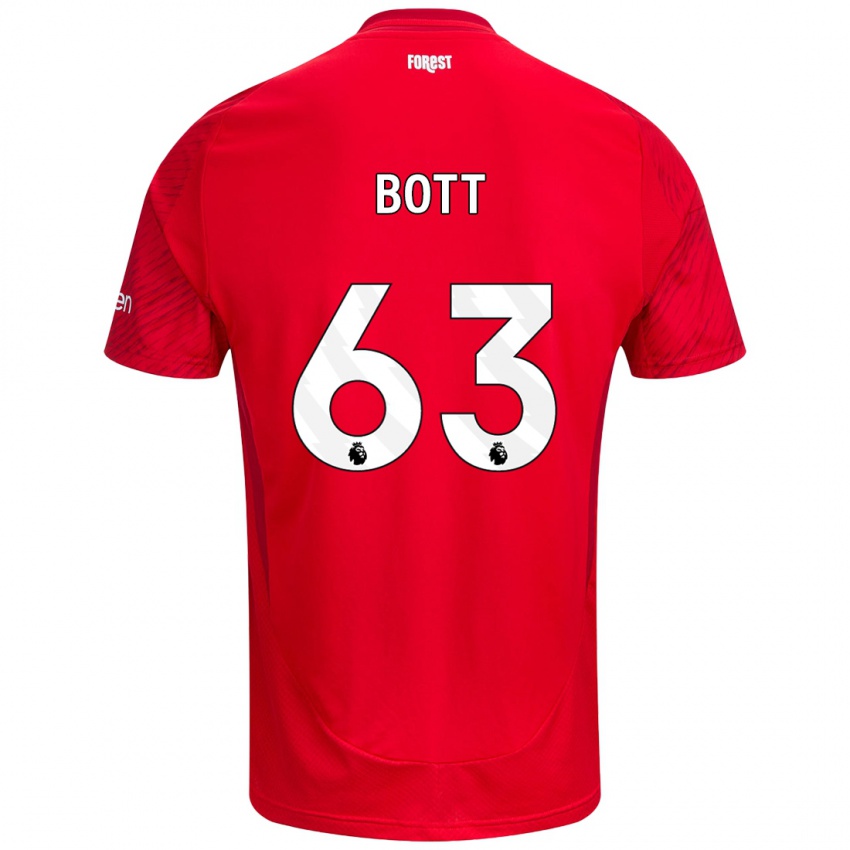 Niño Camiseta Aaron Bott #63 Rojo Blanco 1ª Equipación 2024/25 La Camisa Chile