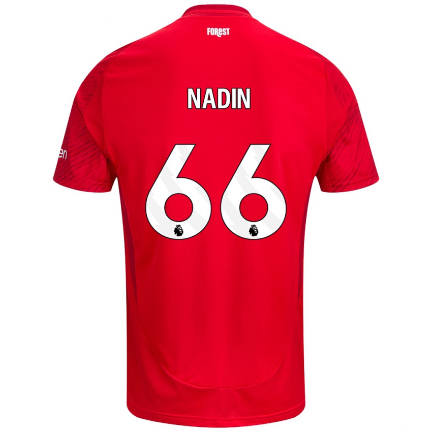 Niño Camiseta Jack Nadin #66 Rojo Blanco 1ª Equipación 2024/25 La Camisa Chile