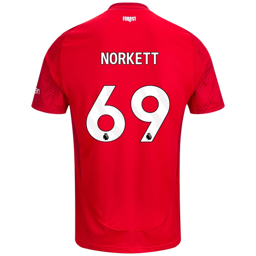 Niño Camiseta Manni Norkett #69 Rojo Blanco 1ª Equipación 2024/25 La Camisa Chile