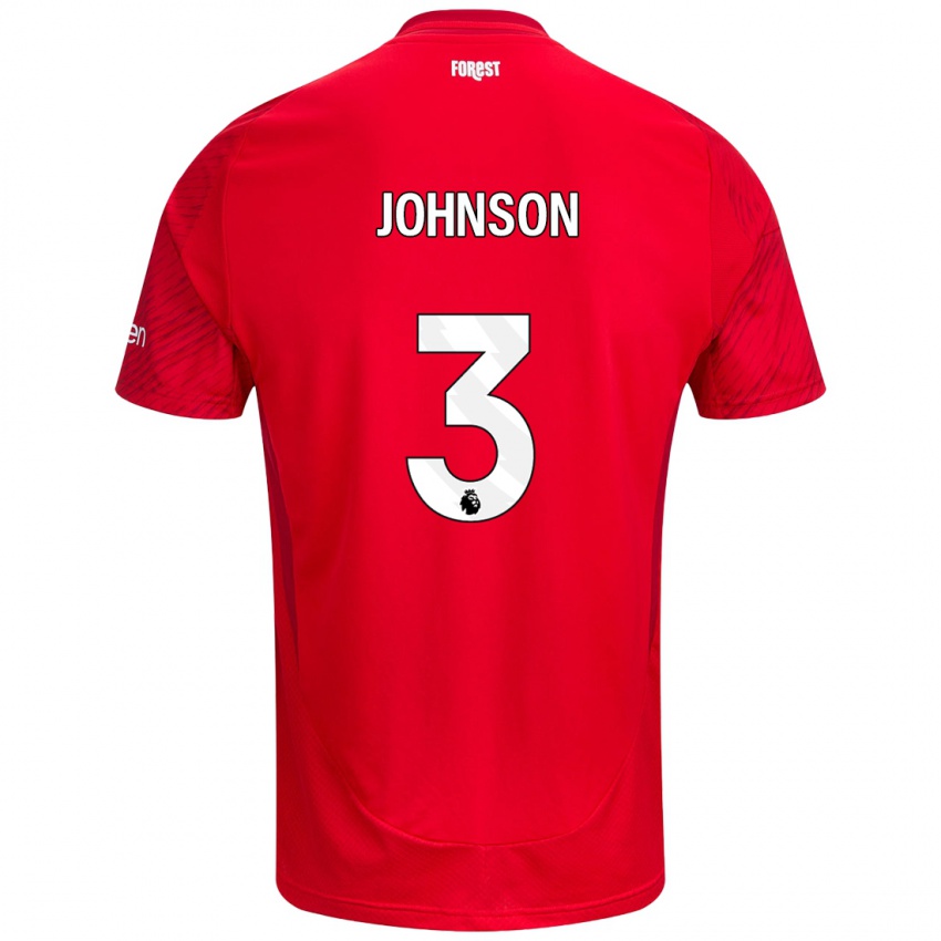 Niño Camiseta Nat Johnson #3 Rojo Blanco 1ª Equipación 2024/25 La Camisa Chile