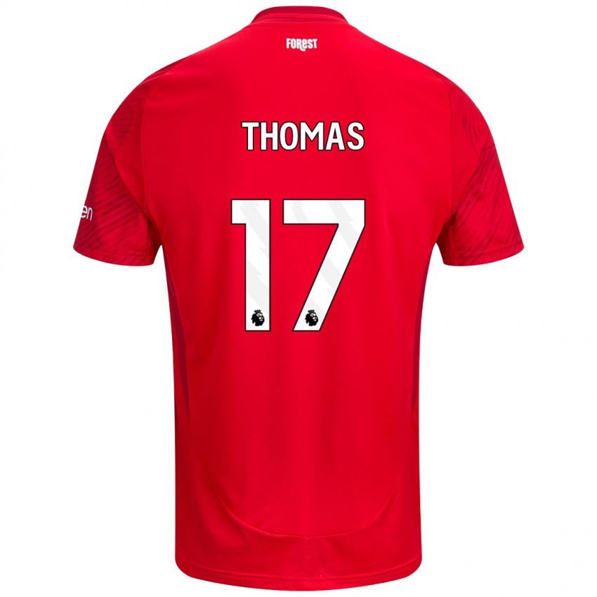 Niño Camiseta Freya Thomas #17 Rojo Blanco 1ª Equipación 2024/25 La Camisa Chile