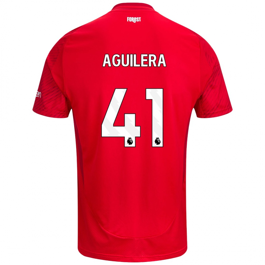 Niño Camiseta Brandon Aguilera #41 Rojo Blanco 1ª Equipación 2024/25 La Camisa Chile