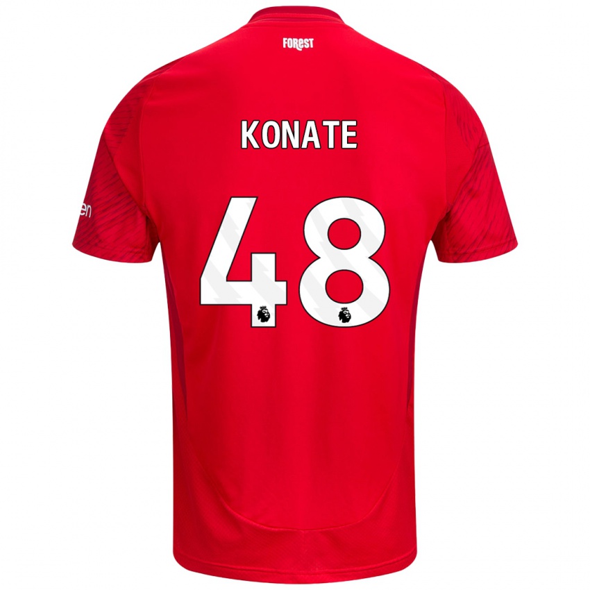 Niño Camiseta Ateef Konaté #48 Rojo Blanco 1ª Equipación 2024/25 La Camisa Chile