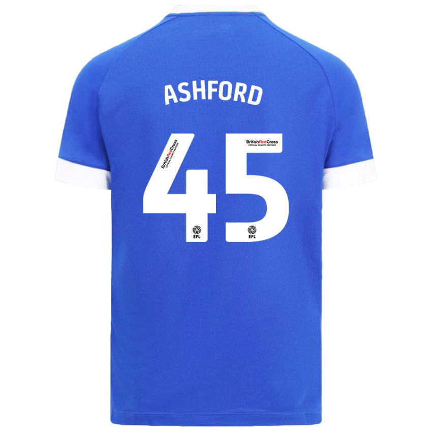 Niño Camiseta Cian Ashford #45 Azul Cielo 1ª Equipación 2024/25 La Camisa Chile