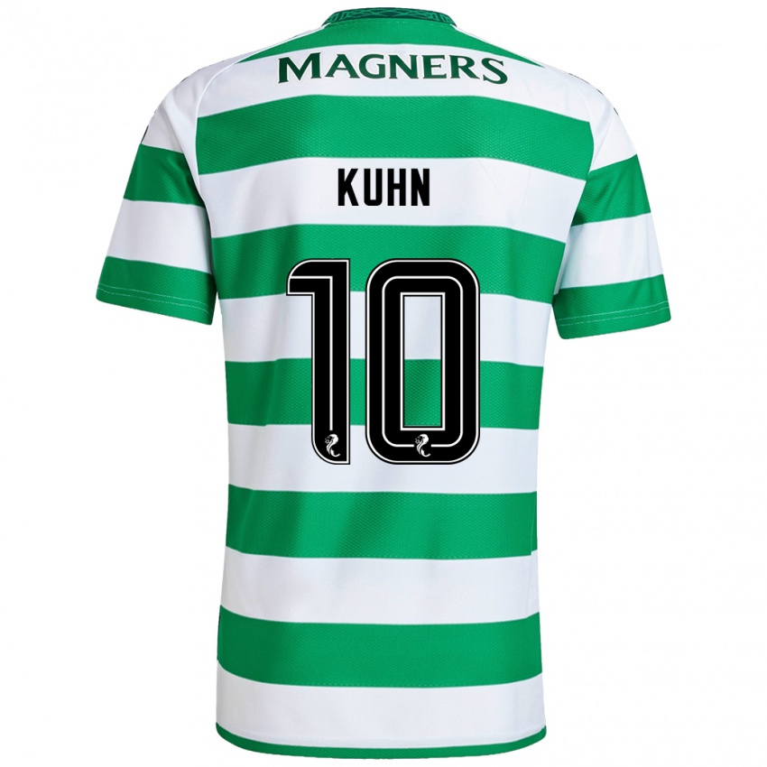 Niño Camiseta Nicolas Kühn #10 Verde Blanco 1ª Equipación 2024/25 La Camisa Chile