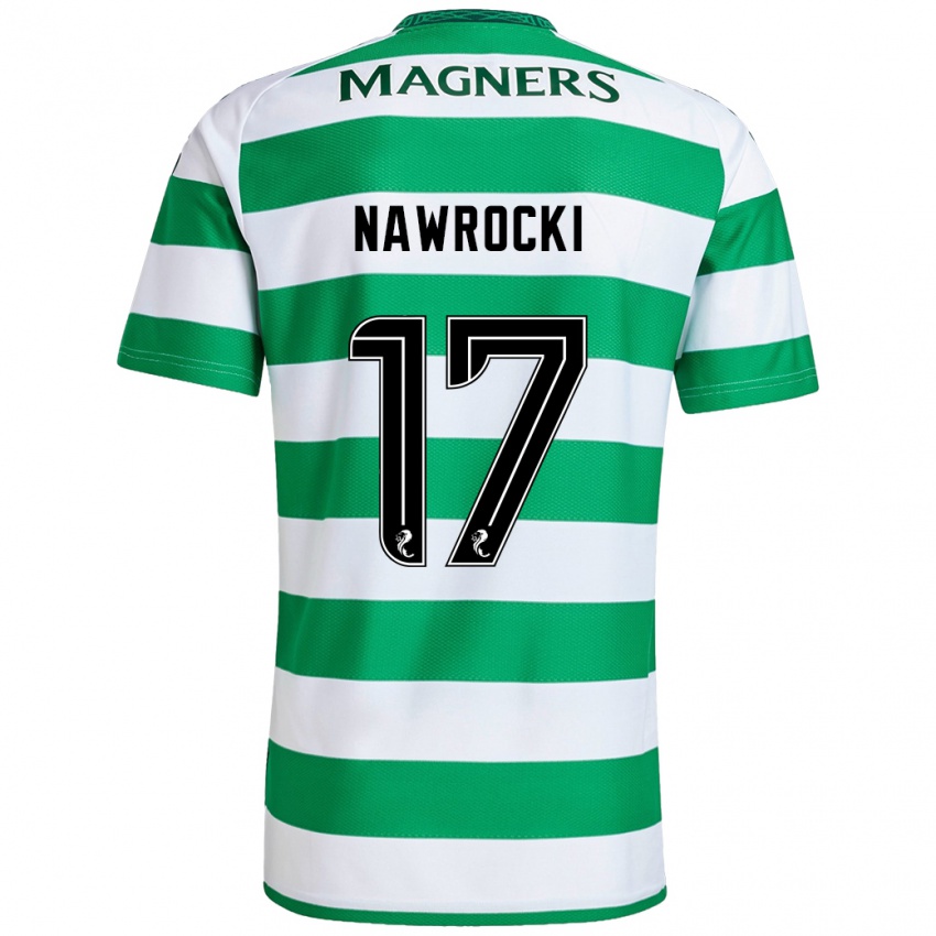 Niño Camiseta Maik Nawrocki #17 Verde Blanco 1ª Equipación 2024/25 La Camisa Chile