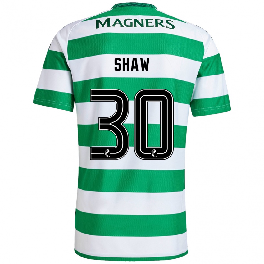 Niño Camiseta Liam Shaw #30 Verde Blanco 1ª Equipación 2024/25 La Camisa Chile