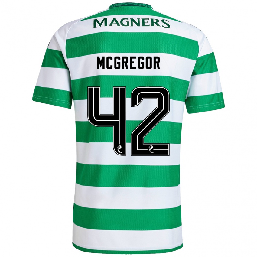 Niño Camiseta Callum Mcgregor #42 Verde Blanco 1ª Equipación 2024/25 La Camisa Chile