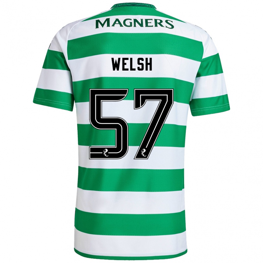 Niño Camiseta Stephen Welsh #57 Verde Blanco 1ª Equipación 2024/25 La Camisa Chile