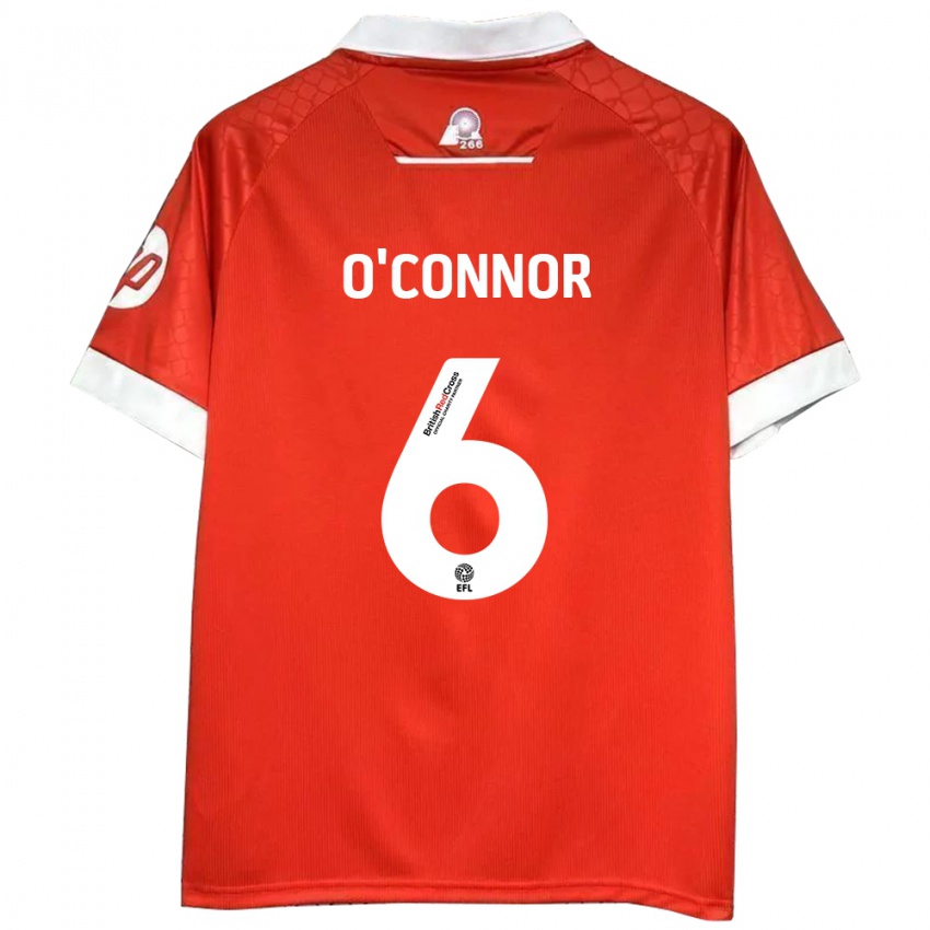 Niño Camiseta Thomas O'connor #6 Rojo Blanco 1ª Equipación 2024/25 La Camisa Chile