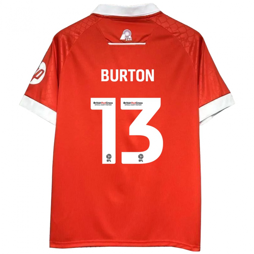 Niño Camiseta Callum Burton #13 Rojo Blanco 1ª Equipación 2024/25 La Camisa Chile