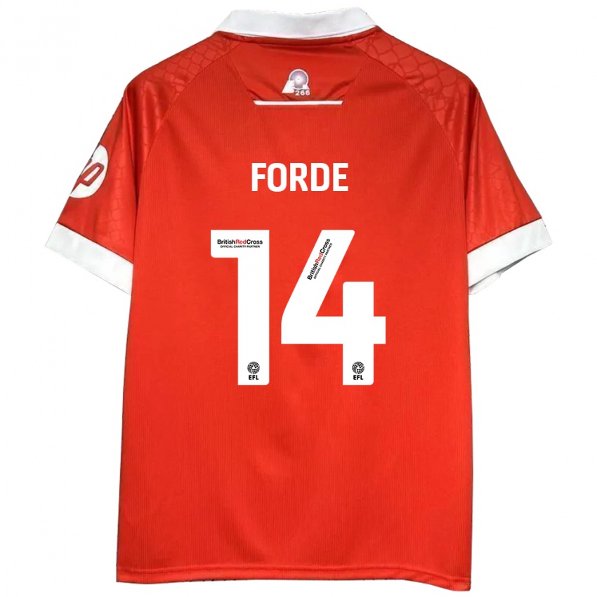 Niño Camiseta Anthony Forde #14 Rojo Blanco 1ª Equipación 2024/25 La Camisa Chile