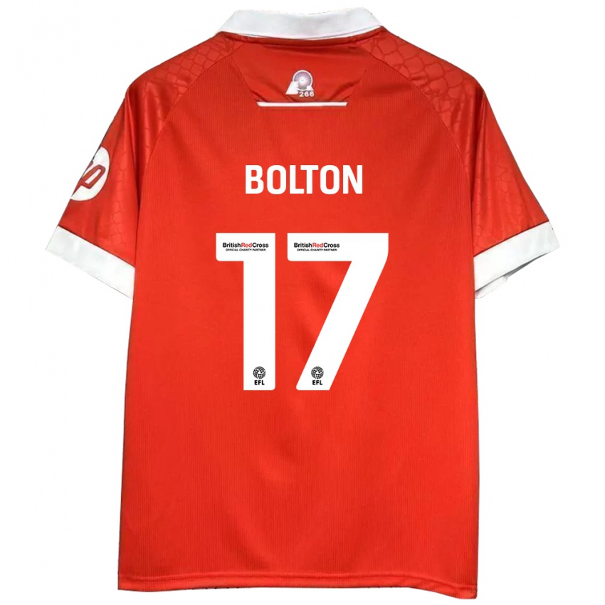 Niño Camiseta Luke Bolton #17 Rojo Blanco 1ª Equipación 2024/25 La Camisa Chile