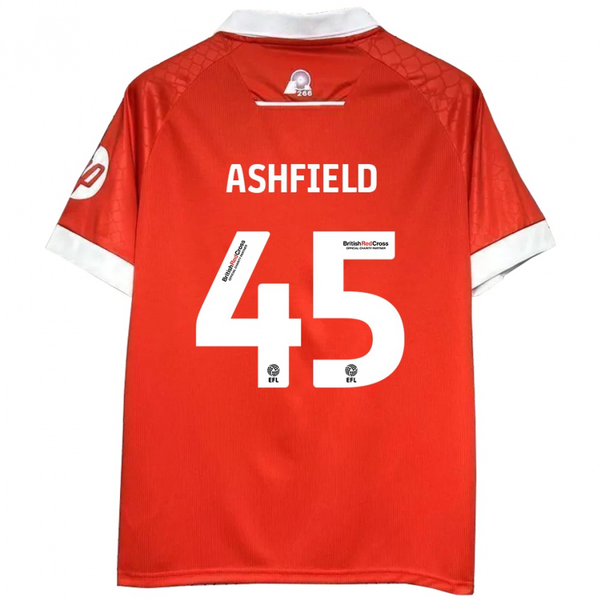 Niño Camiseta Harry Ashfield #45 Rojo Blanco 1ª Equipación 2024/25 La Camisa Chile