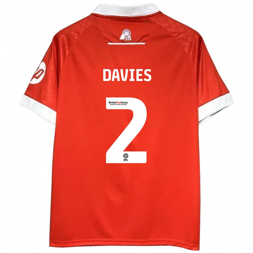 Niño Camiseta Phoebe Davies #2 Rojo Blanco 1ª Equipación 2024/25 La Camisa Chile