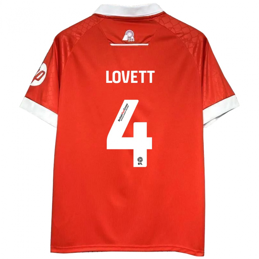 Niño Camiseta Erin Lovett #4 Rojo Blanco 1ª Equipación 2024/25 La Camisa Chile